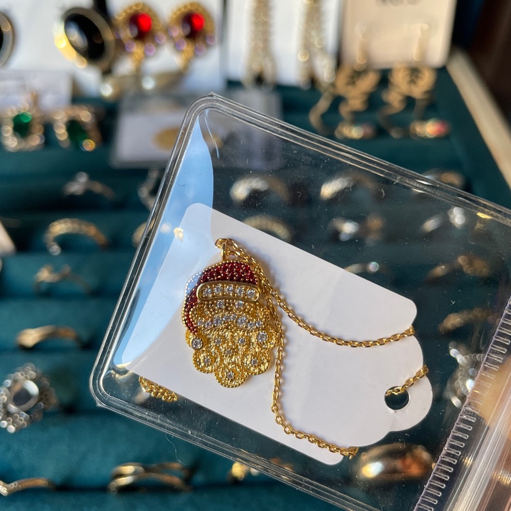 Christmas Shining Santa Claus Necklace rhinestone